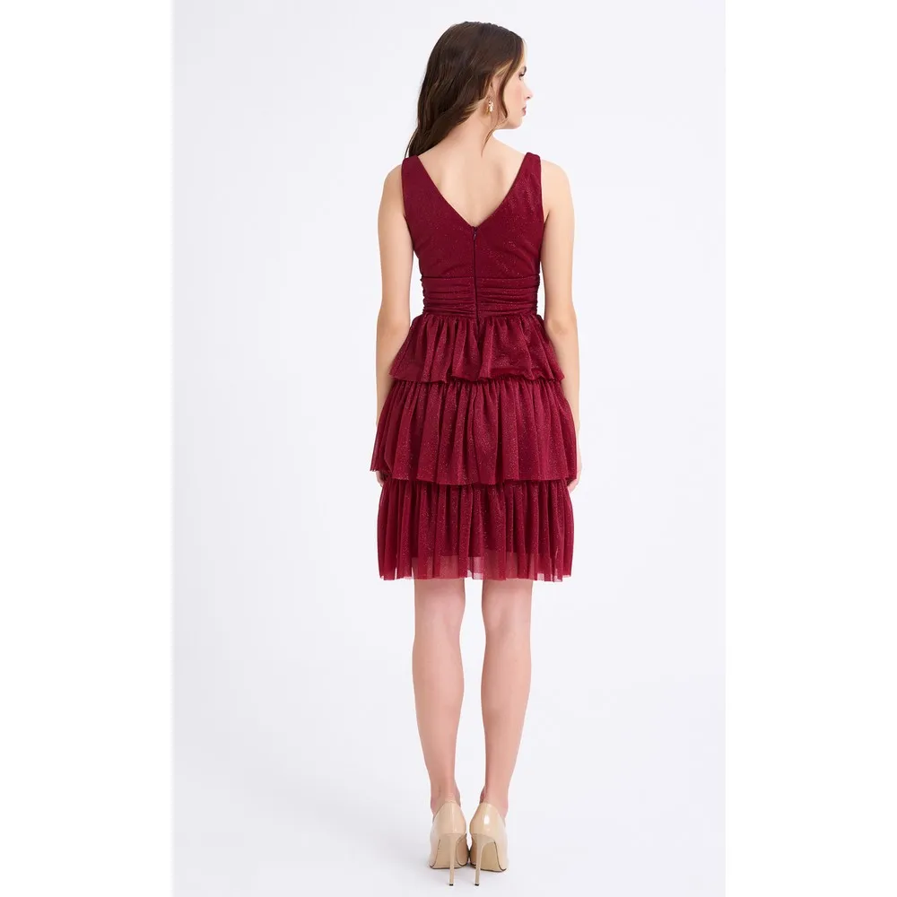 

Elbisemhazr Glittery Tulle Layered Mini Women's Dress 2004