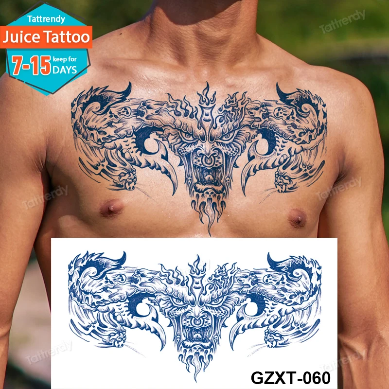 

Татуировка с чернилами juice ink для груди, сексуального боди-арта, большие временные татуировки, стойкие татуировки с крыльями, мандалой, драко...