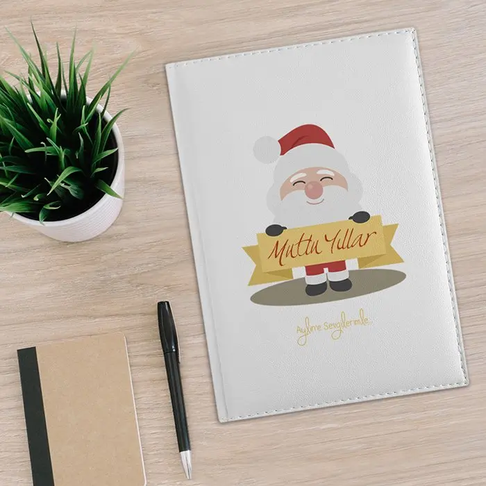 

Personalized 2020 White Leather Organizer (Christmas Temalı-10)