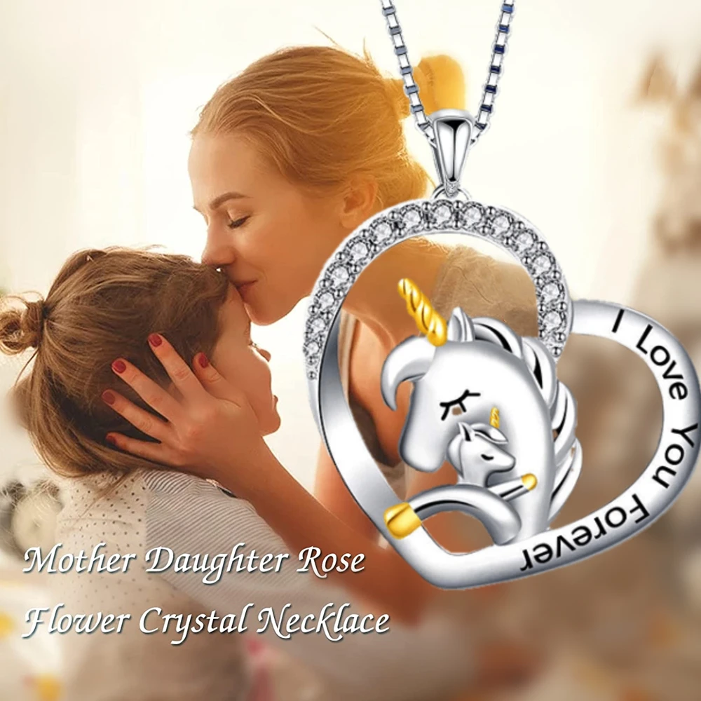 Корейская мода любовь мать и сын ожерелье с единорогом для женщин натуральный