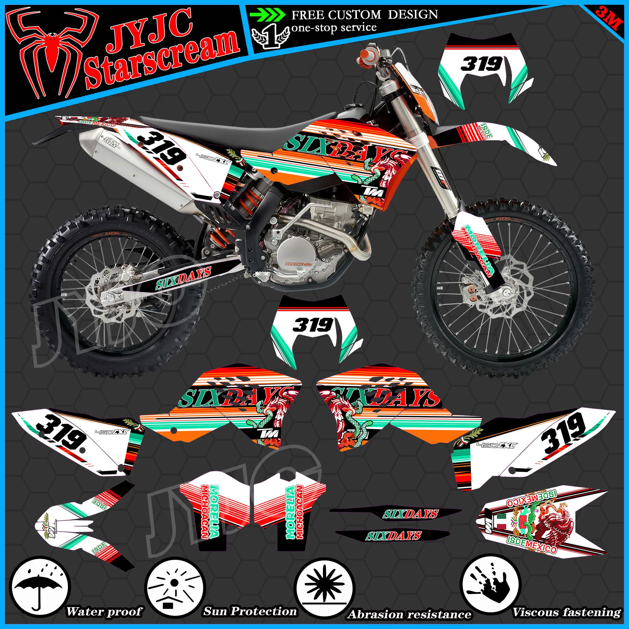 Набор графических наклеек для KTM 2007 2008 2009 2010 SXFXCF EXC XCW 2011 125 200 250 300 350 400