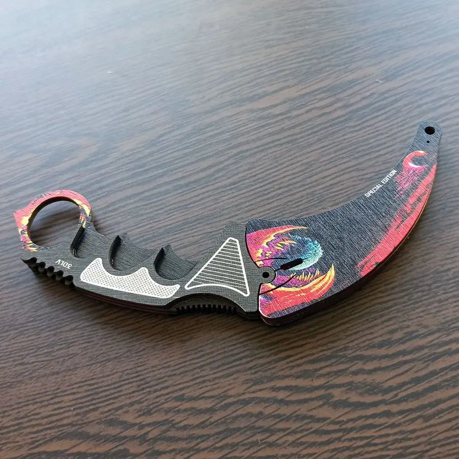 Нож Karambit CS:GO  камуфляж из дерева в ножнах сувенирный Керамбит