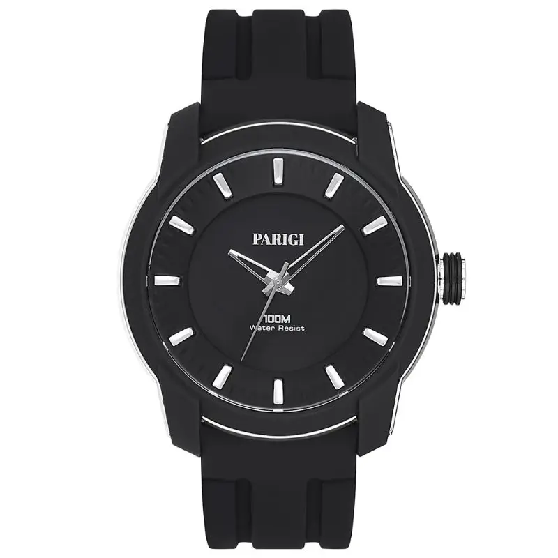 Часы мужские кварцевые черно белые модные спортивные водонепроницаемые