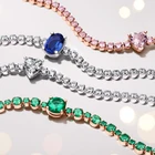 Женский браслет из серебра 2021 пробы, с синим камнем