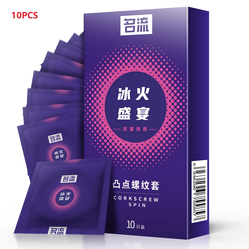 MingLiu Condoms Tight Fit Big Dotted 10Pcs Intimate Condone Good Sex Products Natural Rubber Latex Penis Sleeve long-lasting Men