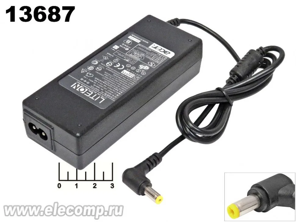 БЛОК ПИТАНИЯ 19V 4.74A LITEON/ACER AC-N221 ИМПУЛЬСНЫЙ (5.5*1.7) БЕЗ ШНУРА (ВОСЬМЕРКА) (УГОЛ) |