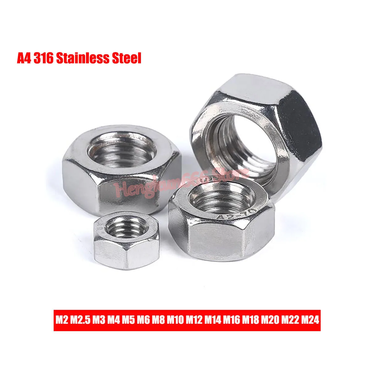 

Hexagon Hex Nuts A4 316 Stainless Steel M2 M2.5 M3 M4 M5 M6 M8 M10 M12 M14 M16 M18 M20 M22 M24 DIN934 hex Nut for Screw Bolts