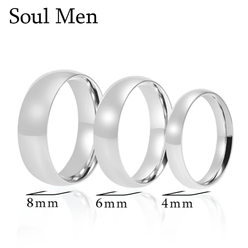 4/6/8mm Classic 316L Stainless Steel Wedding Bands for Men Women Engagement Lovers' Ring Shiny Dome Finish Big US Sizes 7 to 15