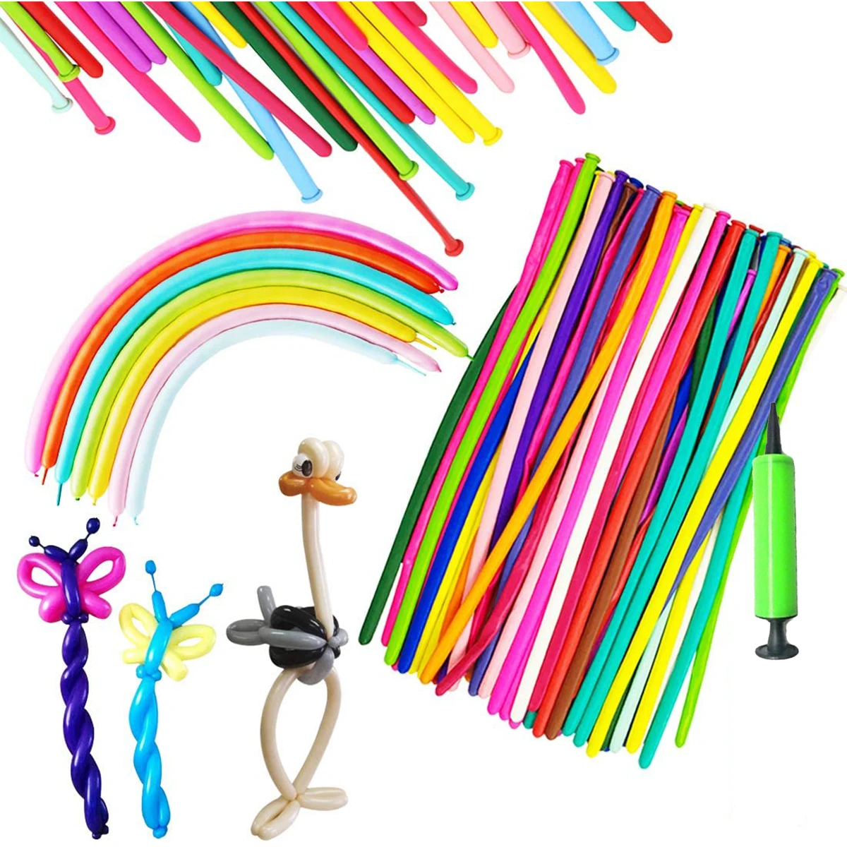 

200pcs Long Balloons With Pump 260Q Assorted Color DIY Magic Balloons Christmas Brithday Baby Shower Party Wedding Decoration