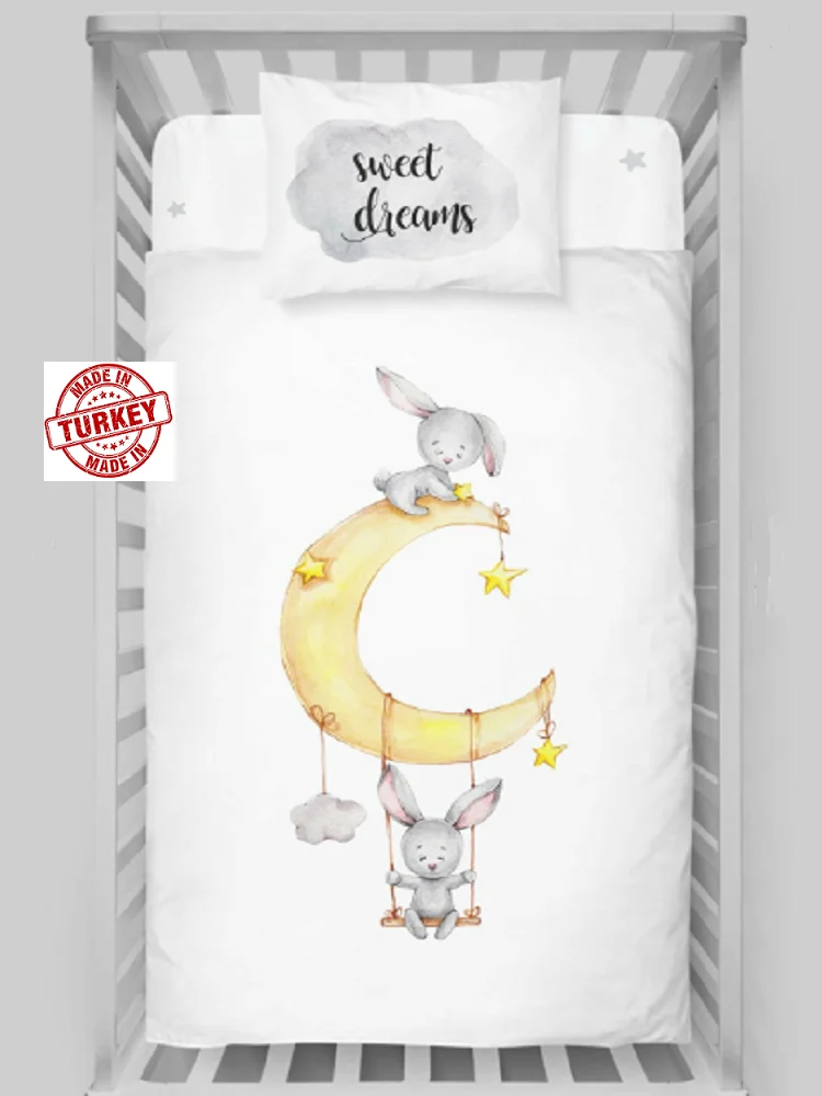 BABY BEDDINGSET - DUVET COVER PILLOWCASE SHEET - 100% COTTON - ULTRA SOFT QUALITY