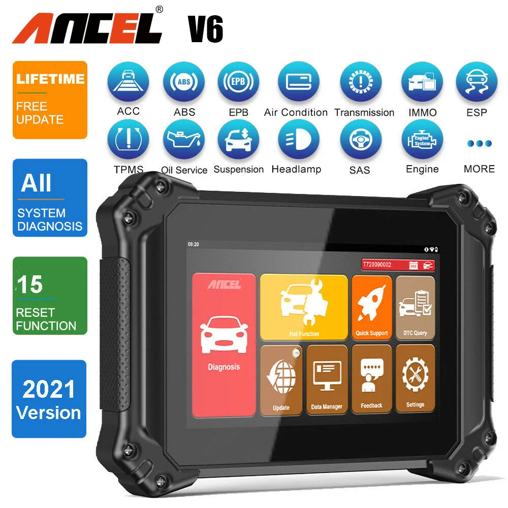 

Ancel V6 OBD2 Auto Scanner Professional Full System Automotive Scanner Oil Reset ABS DPF EPB TPMS IMMO OBD 2 Car Diagnostic Tool