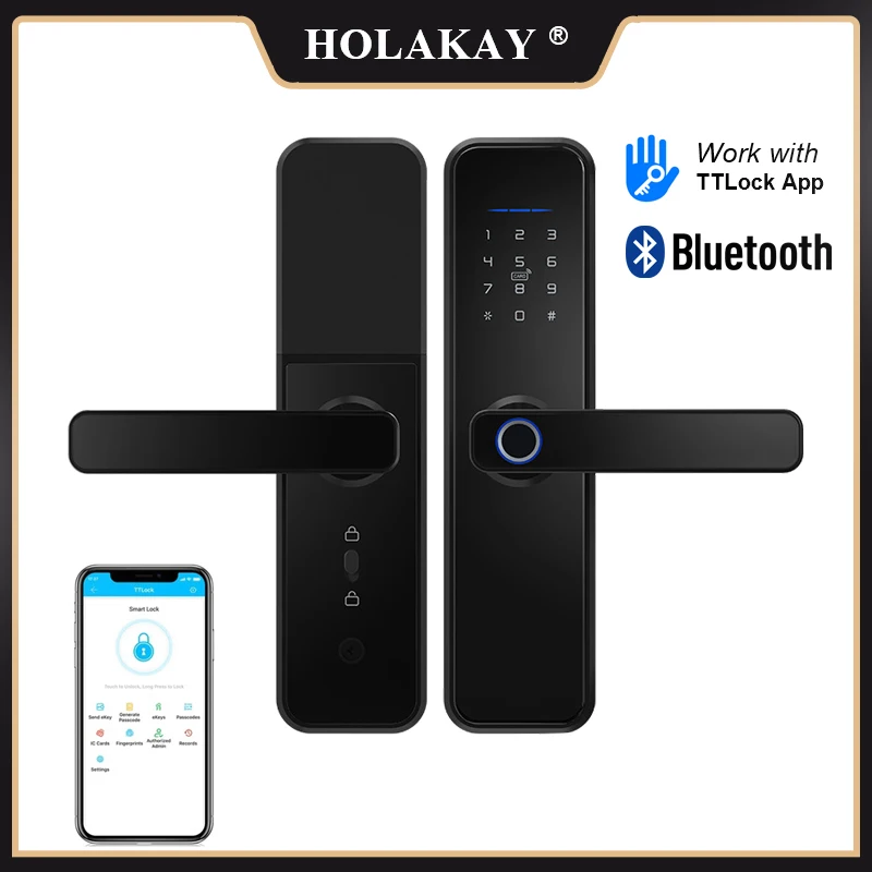 

Электронный дверной замок HOLAKAY TTLOCK App, умные Биометрические дверные замки со сканером отпечатка пальца, Умный Цифровой Дверной замок без клю...