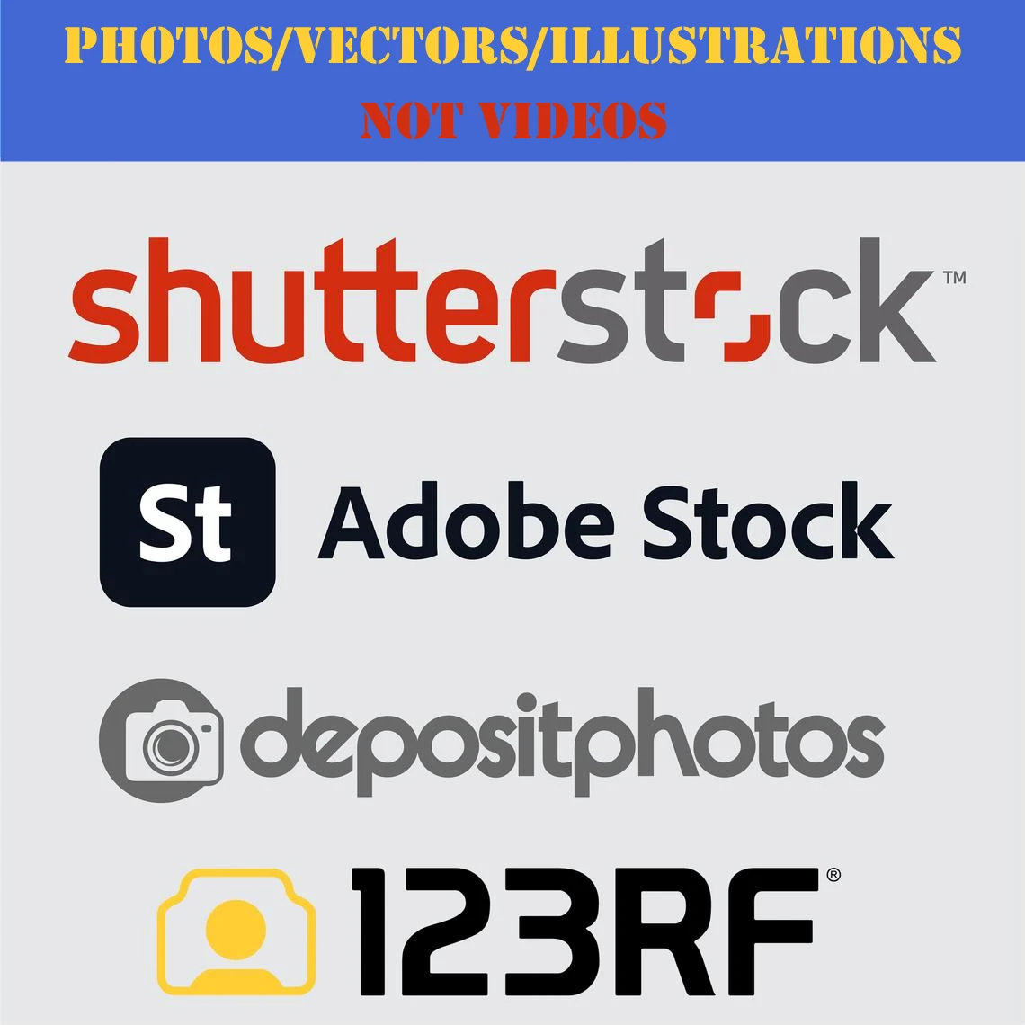 

Shuterstock / Adobestock / 123rf / Depositphoto / Freepik / iStockphoto / Dreamstime / Vectorstock