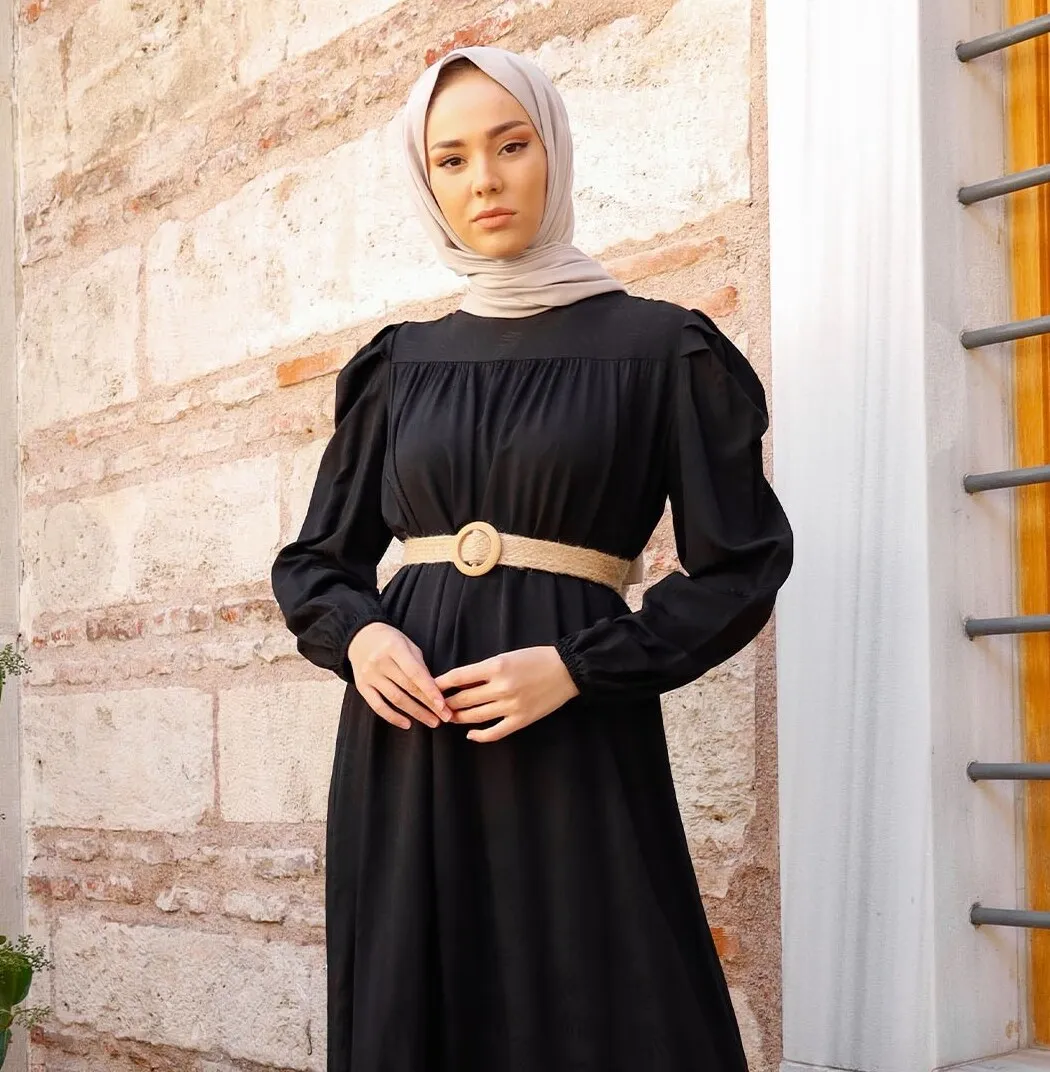 

Leaf Pattern Jacquard Dress Abaya Dubai Turkey Islam Kaftan Muslim Hijab Dress African Dresses For Women Robe Arabe Muslim