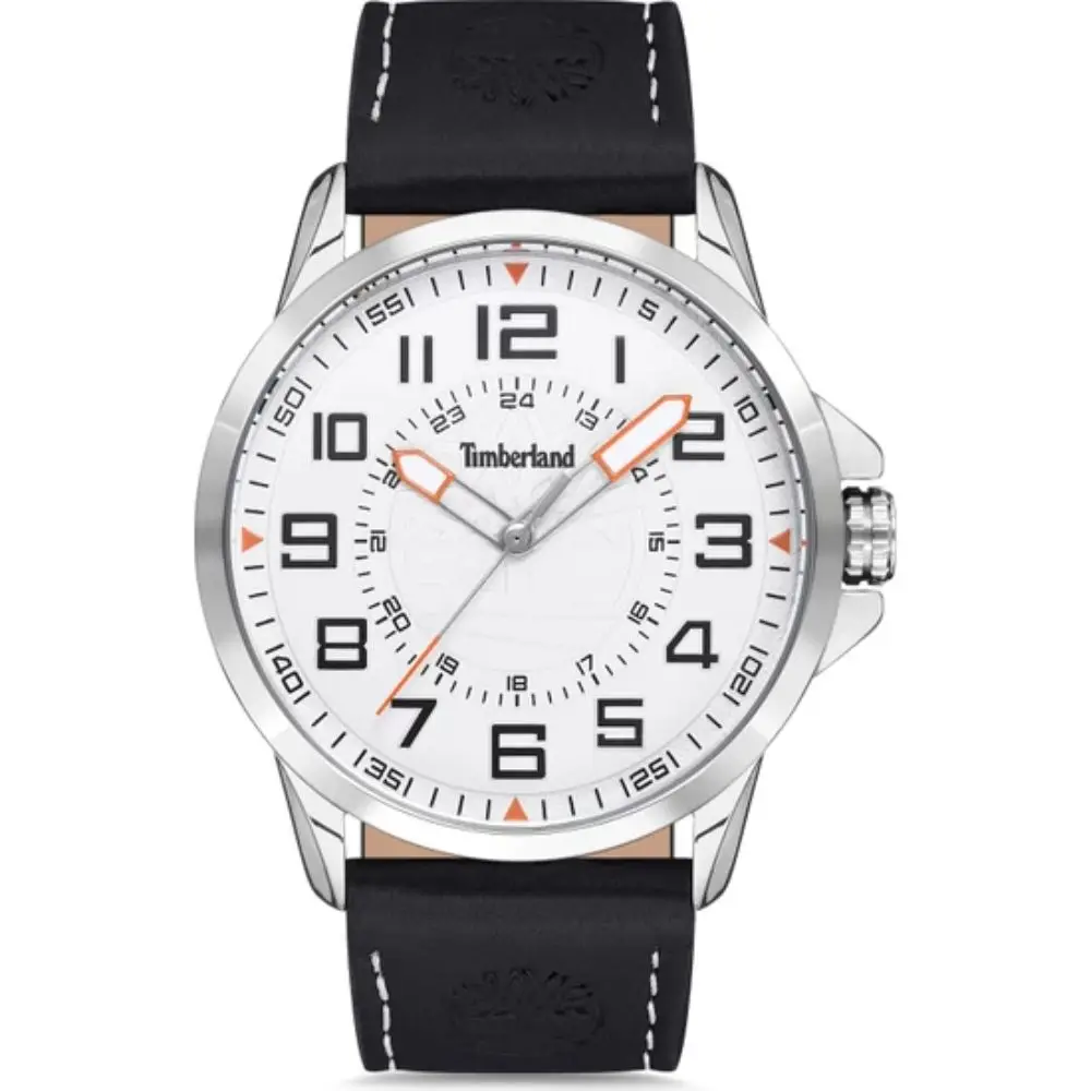 Timberland Men's Watch Quartz Luxury White Dial Black Leather Band Original Fashionable Analog Mineral Glass Steel Round Case | Наручные