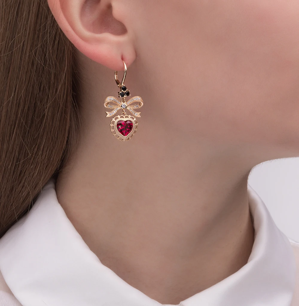 Серебряные серьги с корундом и фианитами SUNLIGHT проба 925 | Украшения аксессуары