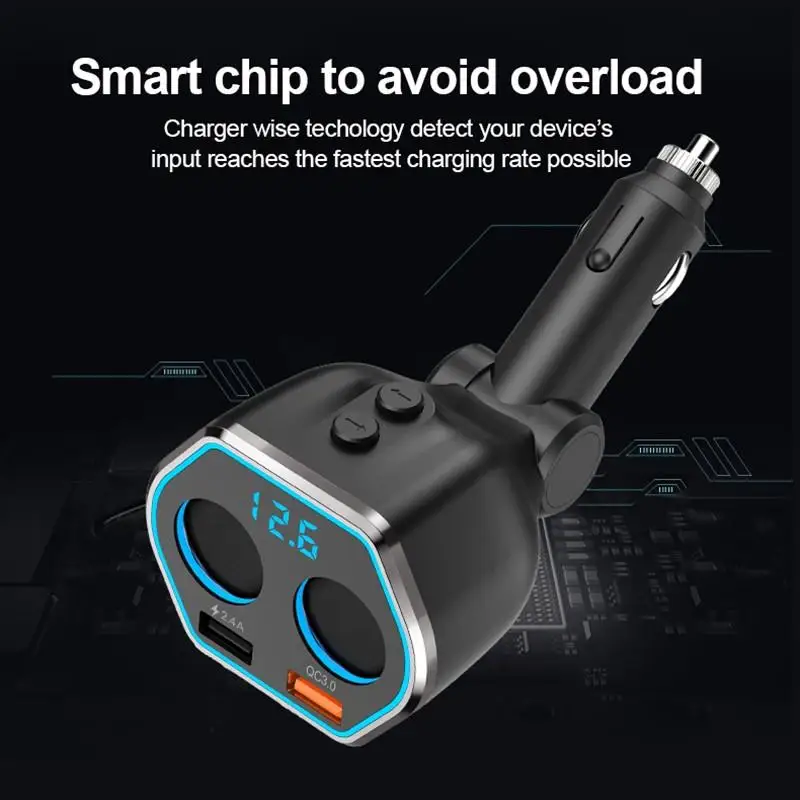 QC 3 0 розетка для автомобильного прикуривателя адаптер питания с двумя USB портами