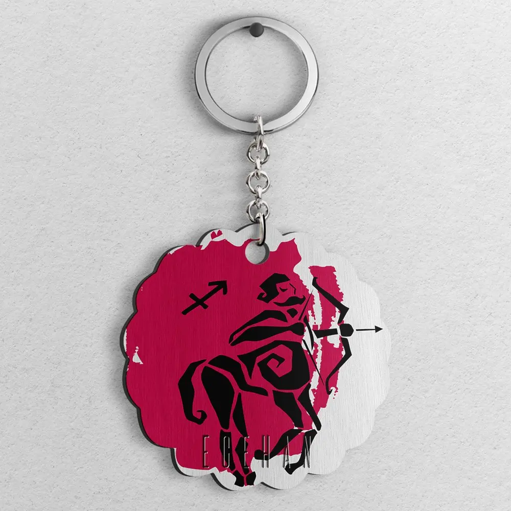 

Personalized Custom Sagittarius Sign Design Wood Keychain-Model 3