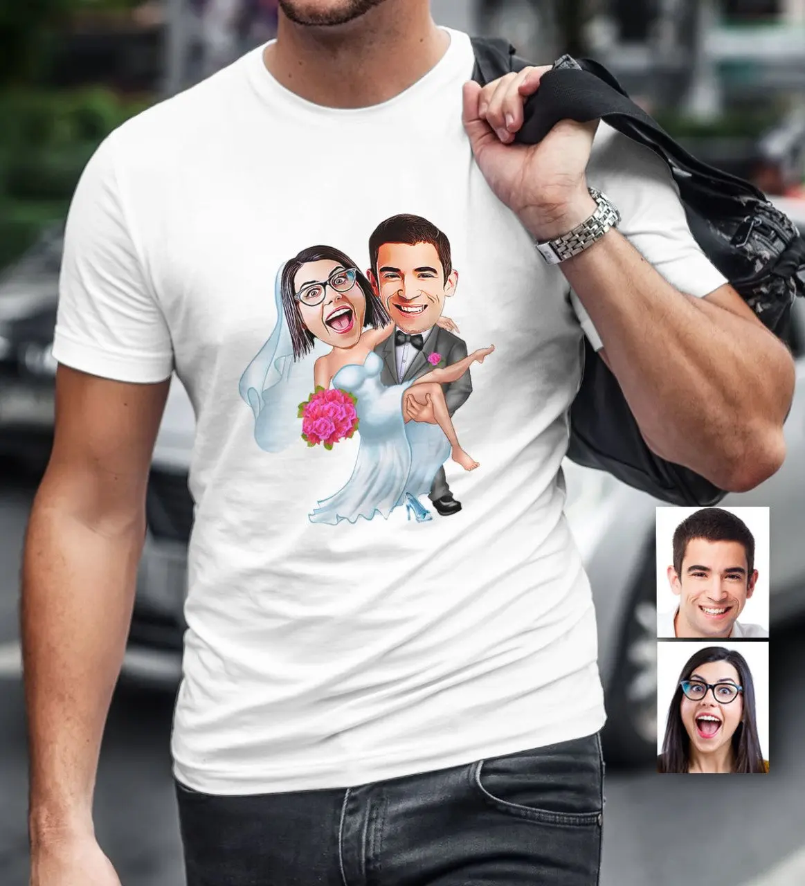 

Персонализированные женятся белые мужские T-Shirt-9 с героями мультфильмов