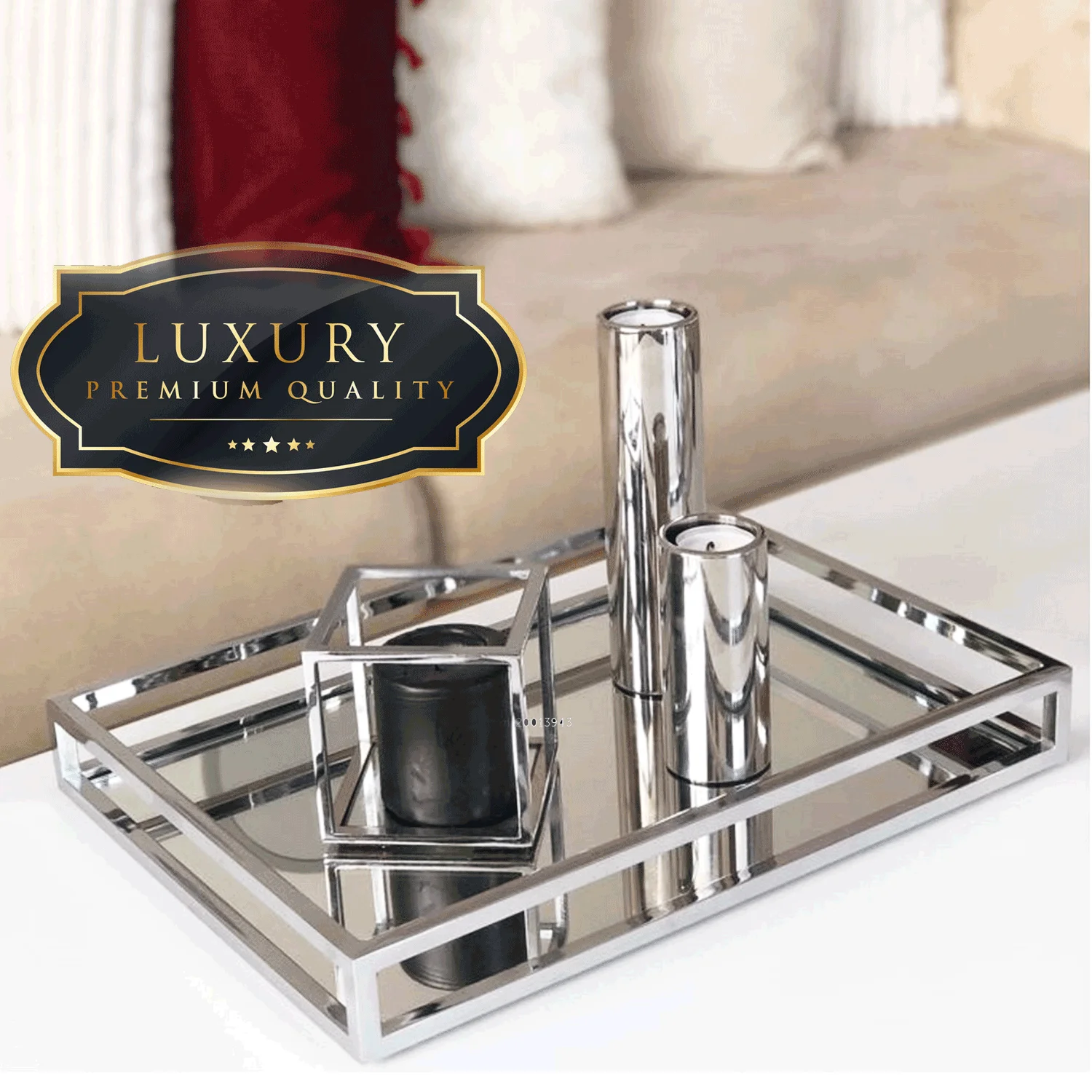 Декоративный зеркальный поднос представления 30x40 см Серебристые горячая