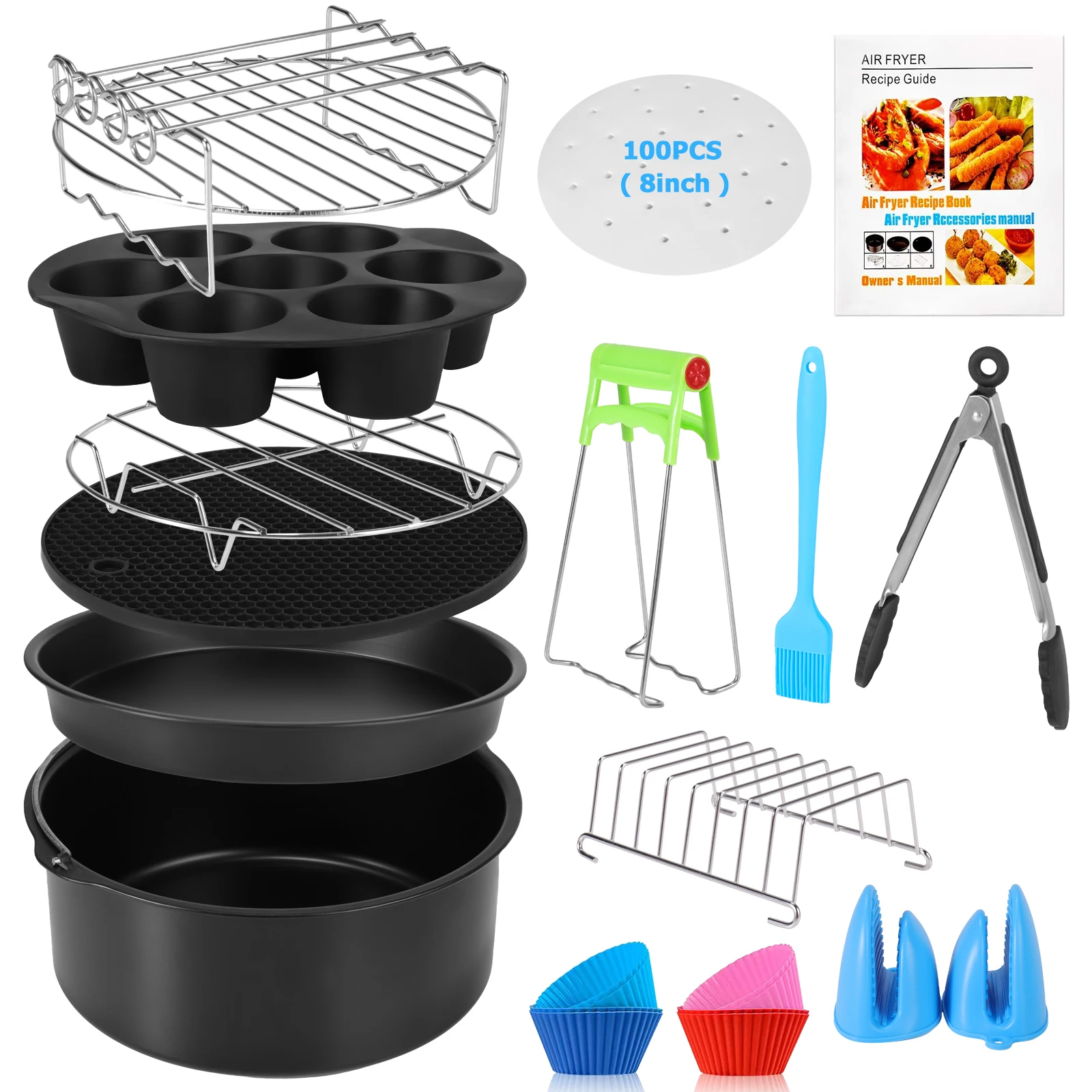 

8 pin /14 pcs Air Fryer Accessories for all Air fryer 3.7-6.8QT Cake ,Pizza Plate ,bread for Home, party, ,chrismas day