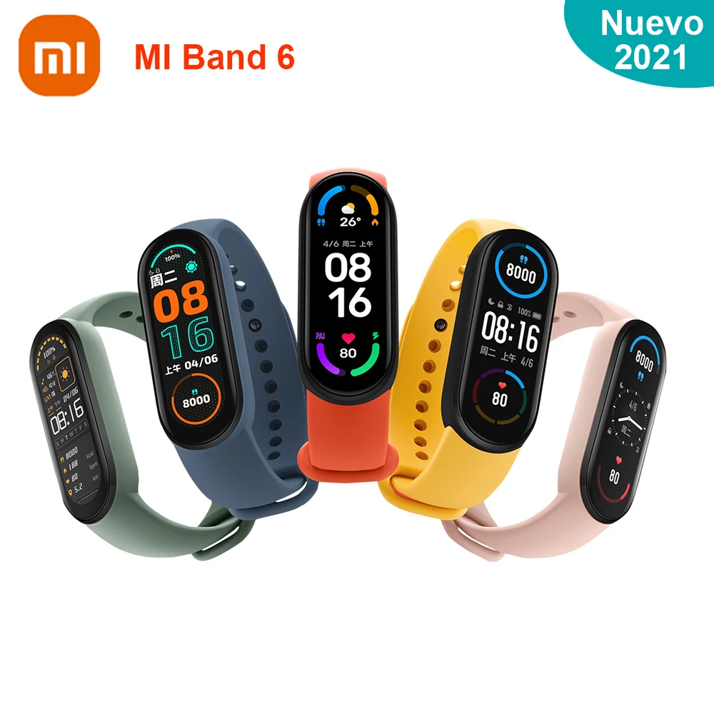 Умный Браслет Xiaomi Mi Band 6 полноразмерный AMOLED экран 1 56 дюйма 5 АТМ разрешение 326 PPI