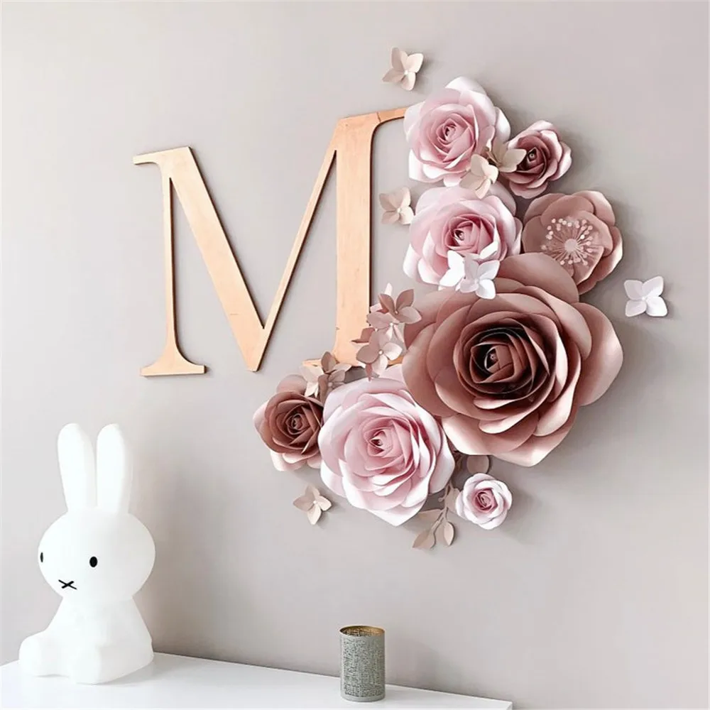 Pesonalized детский Декор стены пользовательские акриловые инициалы письмо Baby Shower Подарки акриловое зеркало имя свадебный цветок украшения