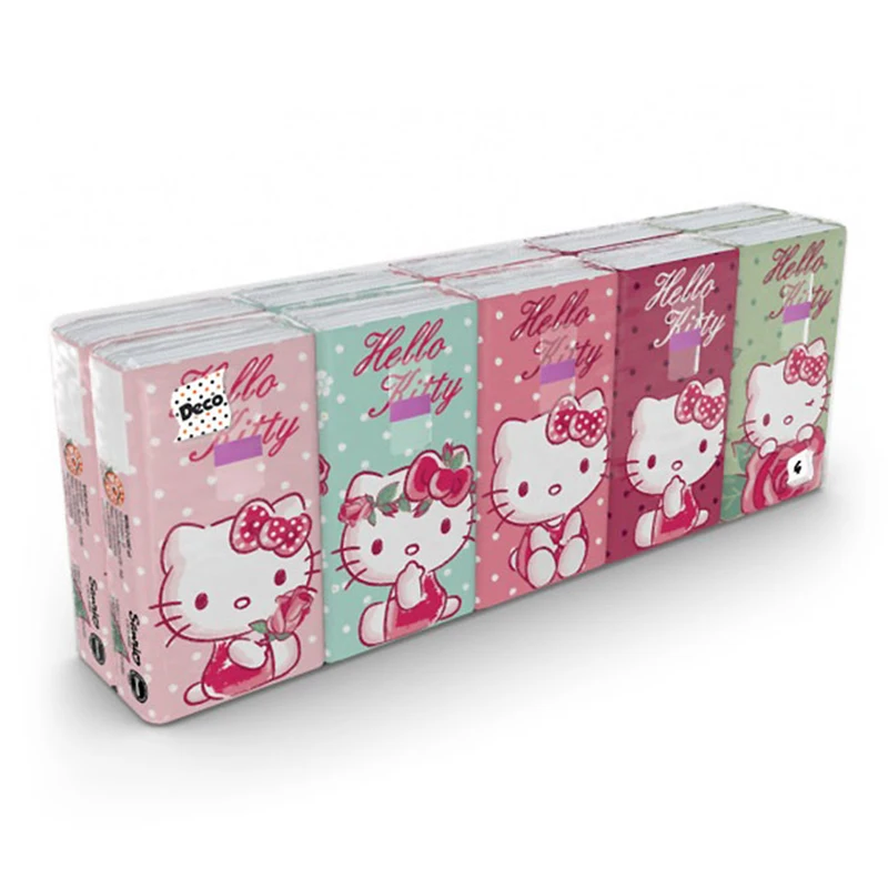 Kghlk-hs-01 paper scarves &quotHello Kitty" 4-layer 10 packs 9 sheets 21x21 cm 238 grams | Красота и здоровье