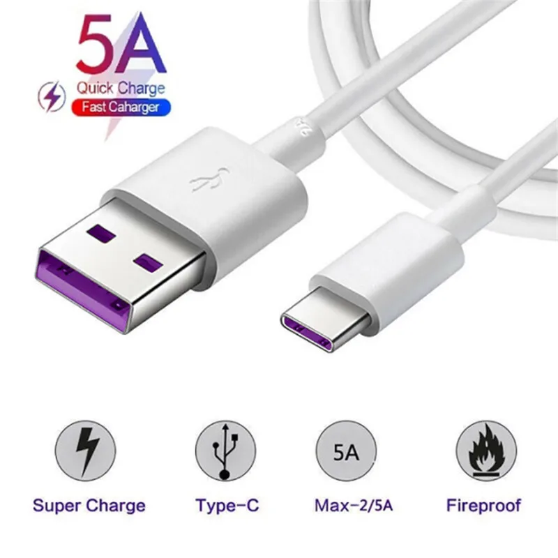 1 м USB C кабель 5A Supercharge Type для Huawei P30 Pro P20 Быстрая зарядка быстрой зарядки Honor 20 10 |