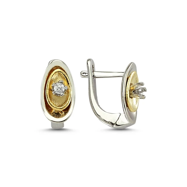 

Silver 925 Sterling Zircon Cubic Zirconia Double Color Earrings