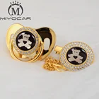 Милая Золотая Серебряная Соска-пустышка миловидного медведя с золотом и зажимом для соски без бисфенола