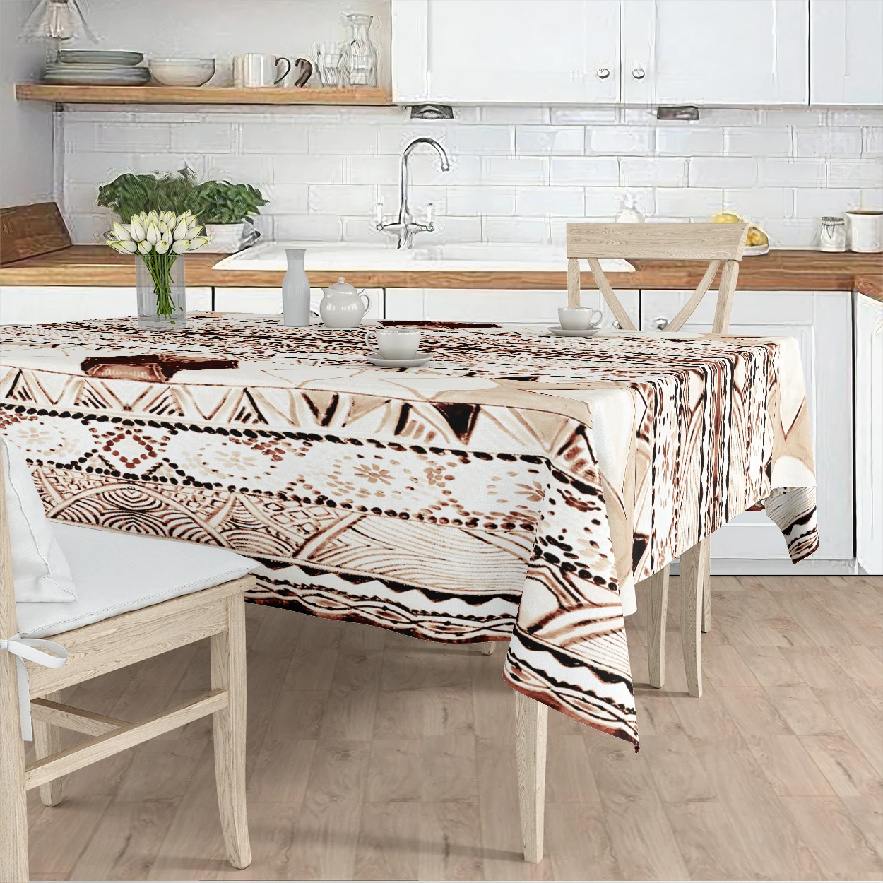 

tablecloth living room kitchen white color ethnic patterned micro fabric cover runner pattern Free Shipping
