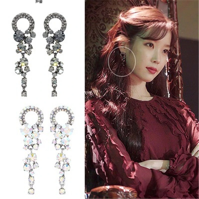 

Lee Ji Eun earring Black French retro earrings for women brincos fashion jewelry mujer ресницы piercing man