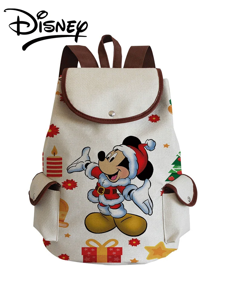 Disney Mickey Mouse Children School Bag High Capacity Casual Teens Girl Red Christmas Backpack Minnie Bag Cartoon Drawstring Bag