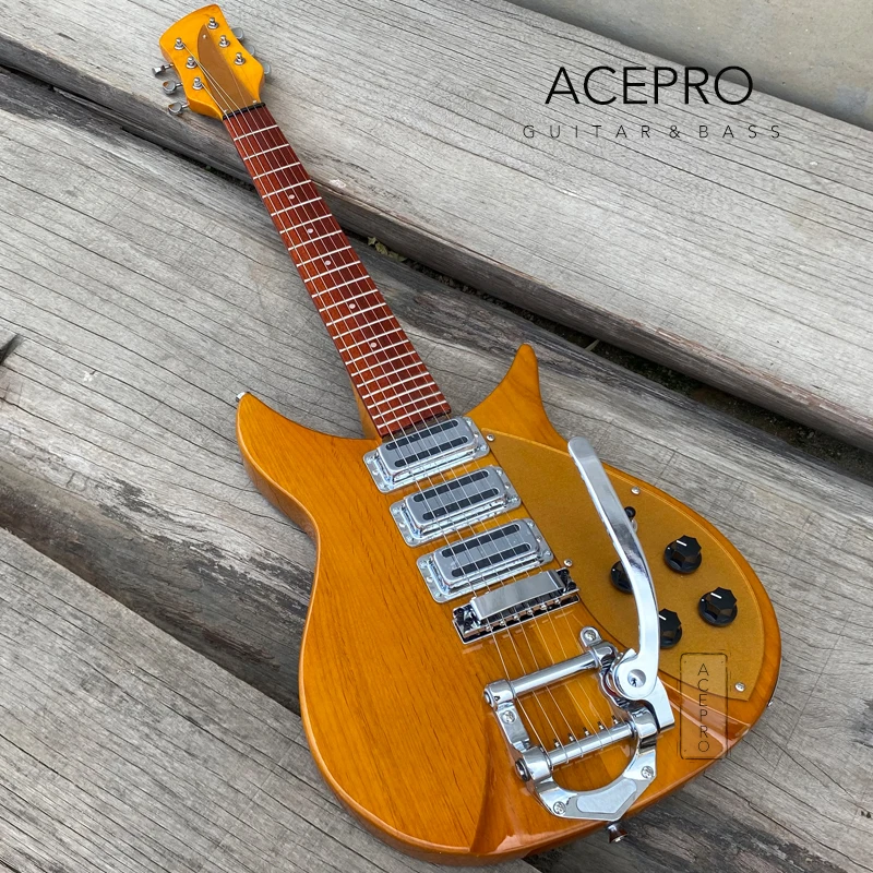

Alder Body 325 Electric Guitar 3 Pickups 20.75" Scale Length Light Yellow Color Guitarra Chrome Hardware Gold Pickguard