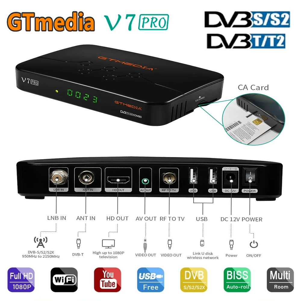 

Gt media v7 pro Combo H.265 T2 спутниковый ТВ-приемник Combo V7 Pro DVB S/S2/S2X/T/T2 + USB WiFi Поддержка детской