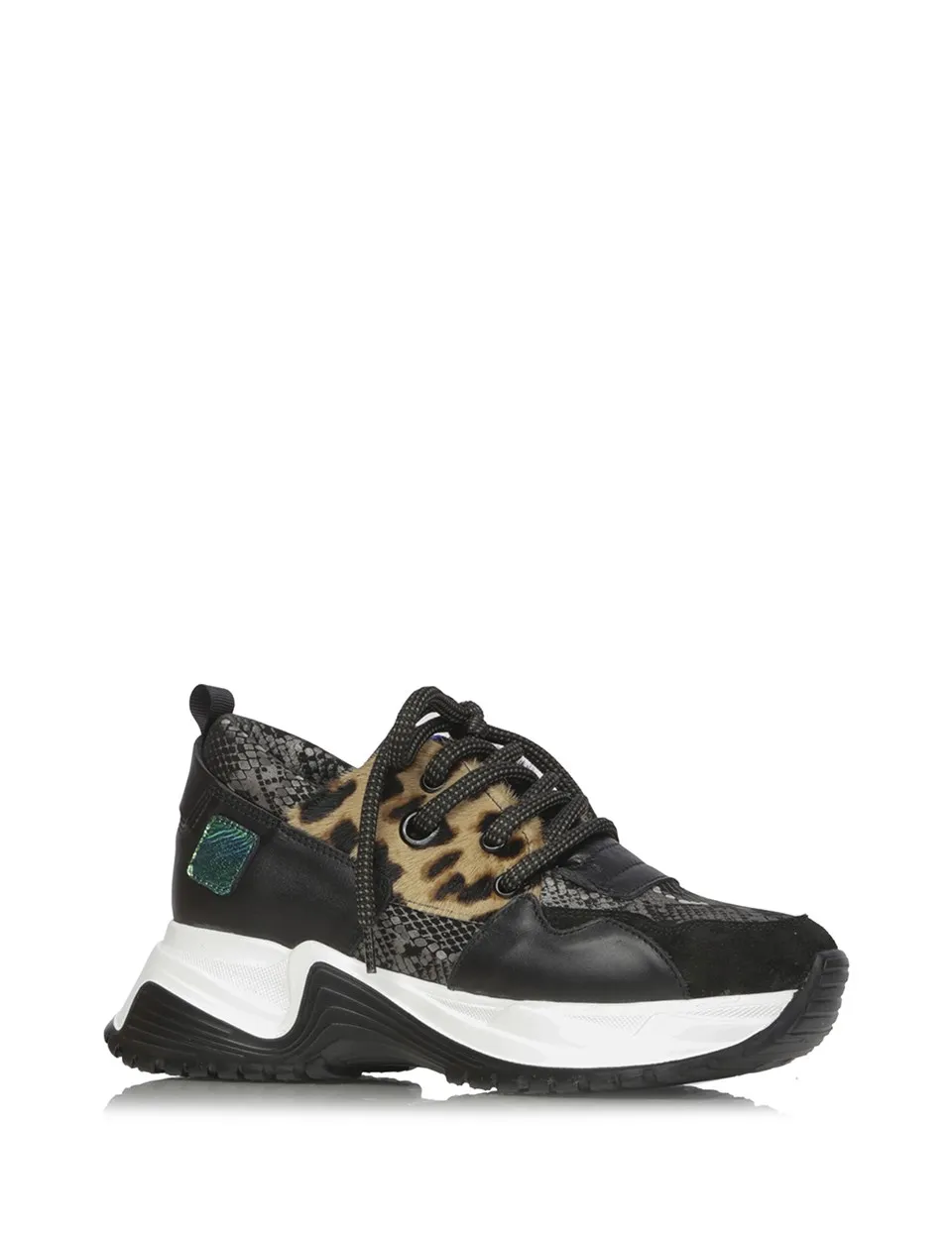 

İLVİ Basura Women's Sneaker Black Suede-Black Leather-Platinum Snake-Leopard