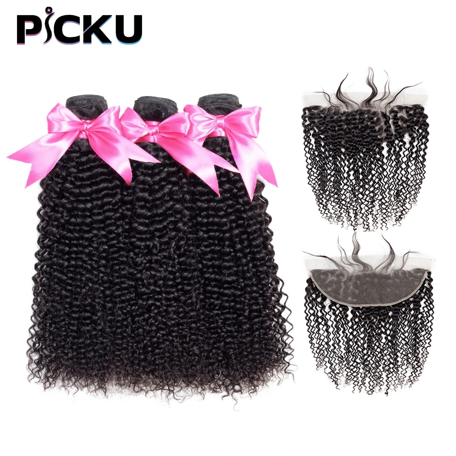 

Kinky Curly Bundles With Frontal Human Hair Bundles 13x4 Brazilian Frontal With Bundles 100% Remy Human Hair 2/3/4 Bundles