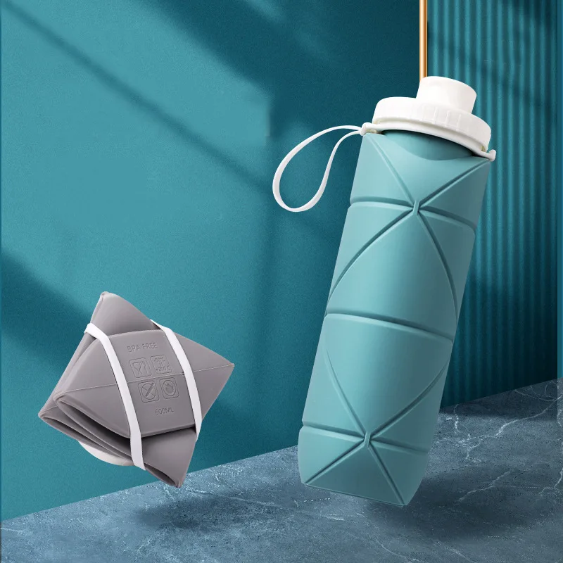 

600ml Water Cup Silicone Cup Retractable Sealed Bottle Portable Collapsible Cup for School Excellent Christmas Birthday Gift