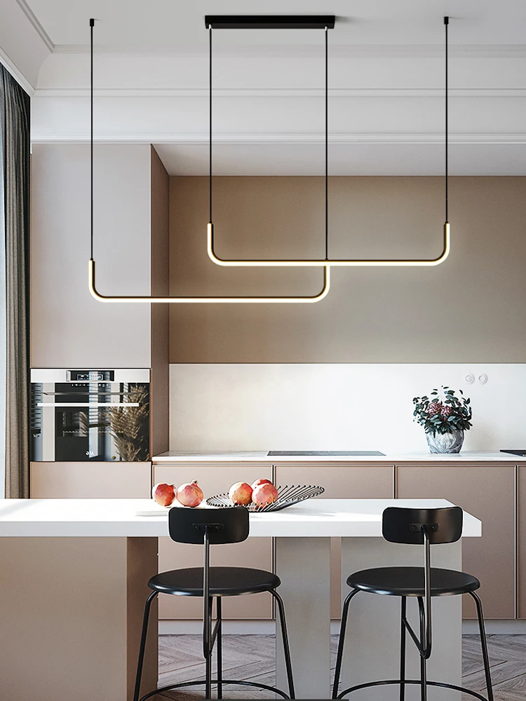 Современная светодиодная люстра в минимализм для столовой кухни черная