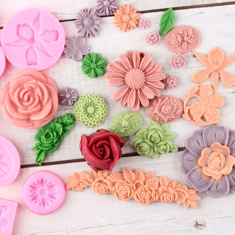 

Flower Silicone Mold Fondant Cake Decorating Tools Cupcake Topper Molds Candy Resin Clay Mould Chocolate Gumpaste Moulds
