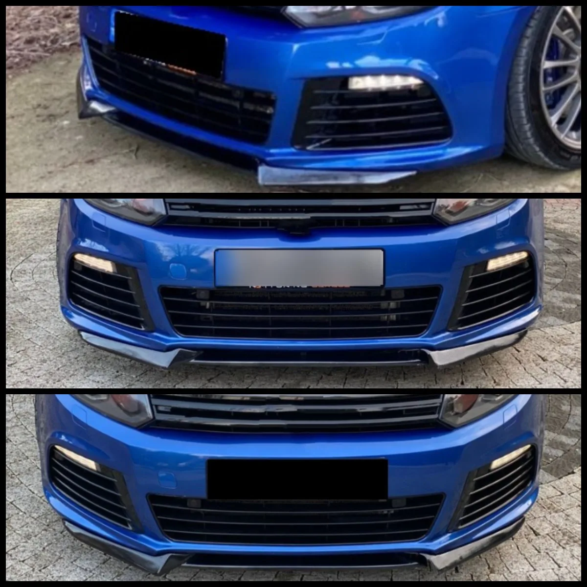 For Volkswagen VW Golf MK6 R Front Bumper Lip Body Kit Spoiler Splitter 3pcs High Quality ABS Plastic Professional Gloss Black