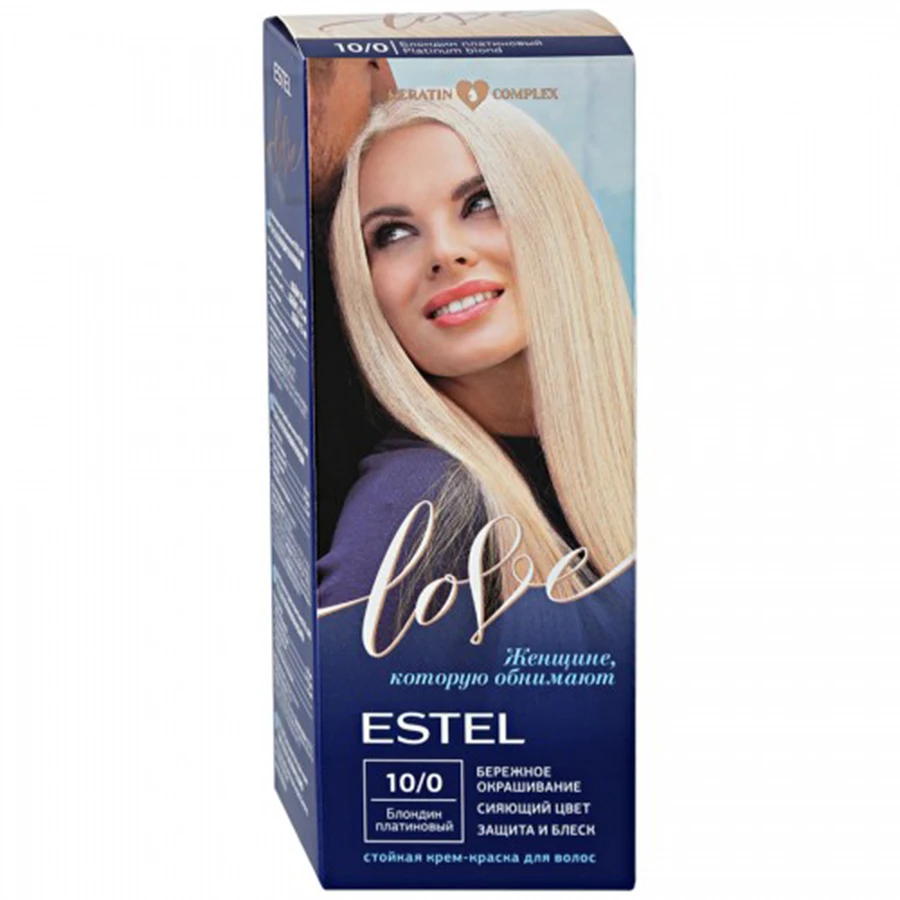 Estel Love Крем-краска стойкая для волос (50/2х25/15+перч), тон 10/0 блондин платиновый