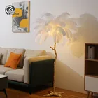 Напольная Лампа в скандинавском стиле с страусиными перьями, 1,21,7 м, современное внутреннее освещение, светильник для интерьера, Домашний напольный светильник, прикроватная лампа