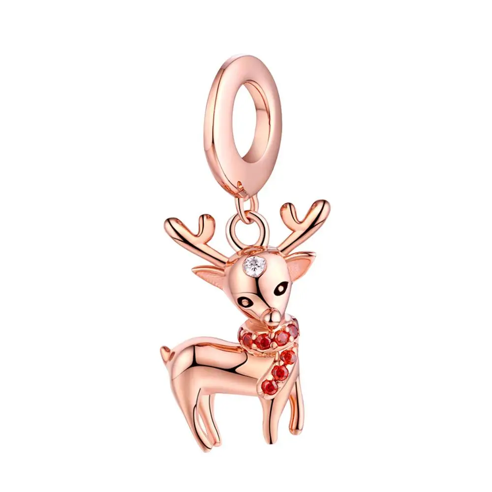 

ANNA QUEEN Christmas Elk Deer Reindeer Dangle Charm Fit Charm Bracelet & Necklace Original Jewelry