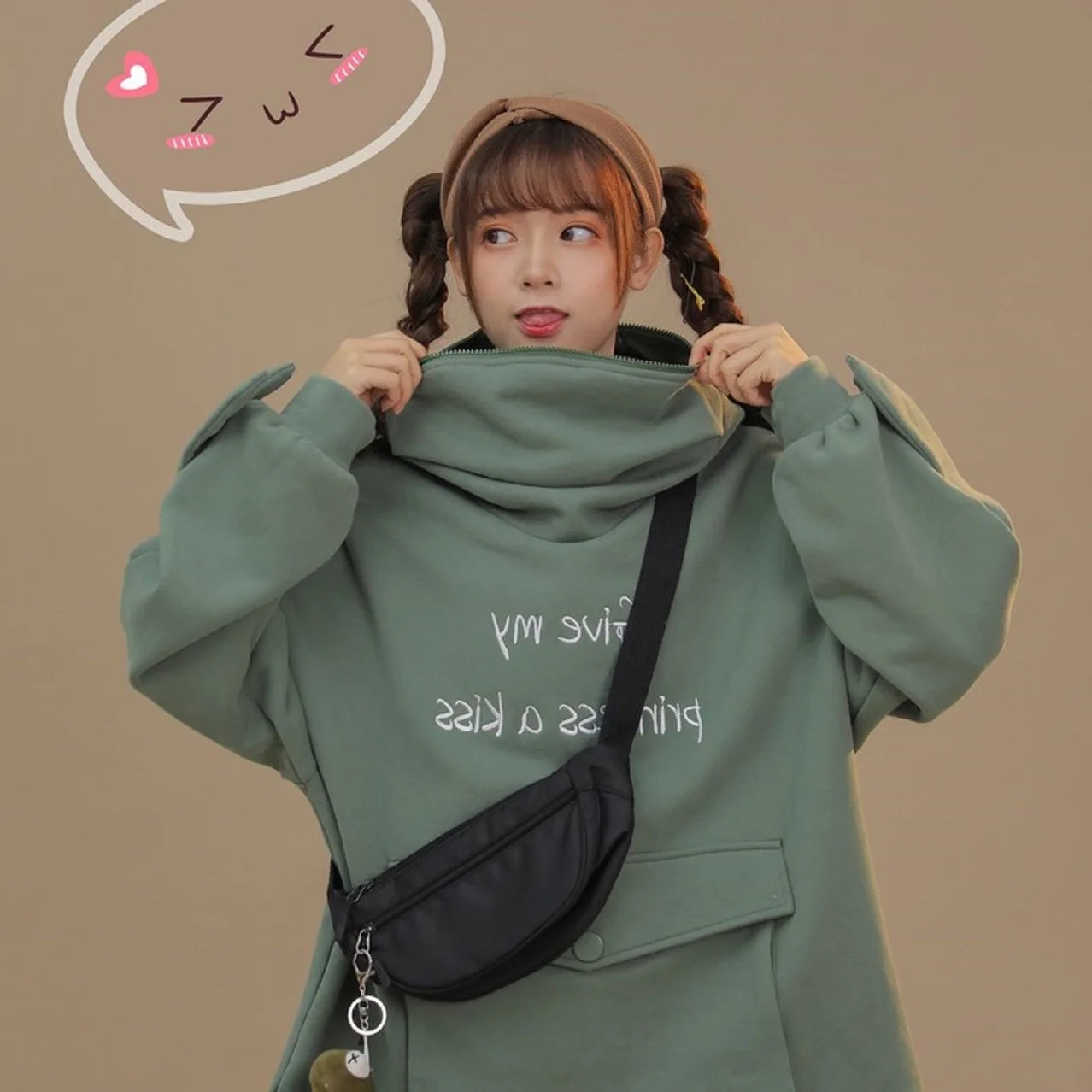 

2021 Women Autumn Thick Loose Sweatshirt Harajuku Letters Printed Lovely Frog Casual Hooded Hoodies Pullover Female Thicken C