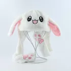 Плюшевая шапка с движущимися кроличьими ушками, милая мультяшная игрушечная шапка, кавайный Забавный подарок на день рождения, плюшевая шапка кролика, зимняя шапка для вечеривечерние, игровые шапки