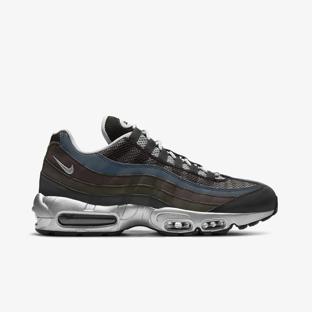 Оригинальные мужские спортивные туфли Nike Air Max 95 PRM цвет металлик серебро
