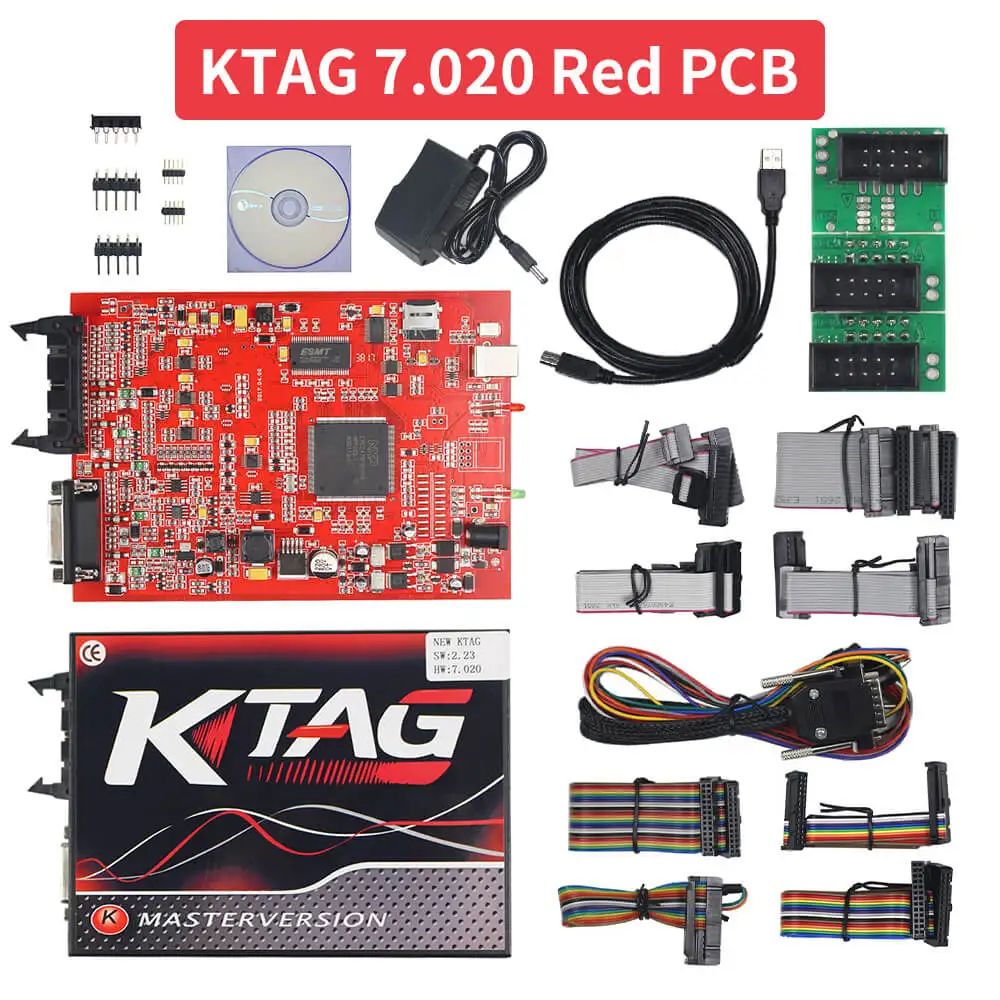Онлайн V2.47 ЕС красный Kess V5.017 OBD2 менеджер Тюнинг Комплект KTAG V7.020 4 светодиодный Kess V2 5,017 BDM Рамка K-TAG V2.25 ECU программист - Цвет: KTAG V7.020 RED PCB