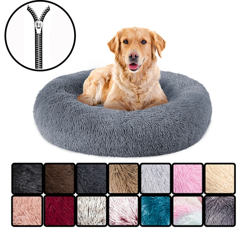 

Removable Dog Bed caseta de perro Plush Pet Kennel Round Cat Bed Sleeping Beds Lounger House for Medium Large Dogs Washable